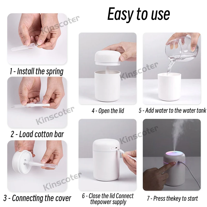300ml H2O Air Humidifier แบบพกพา Mini USB Aroma Diffuser พร้อม Cool Mist สําหรับห้องนอนรถบ้านพืชเครื่องฟอกอากาศ Humificador