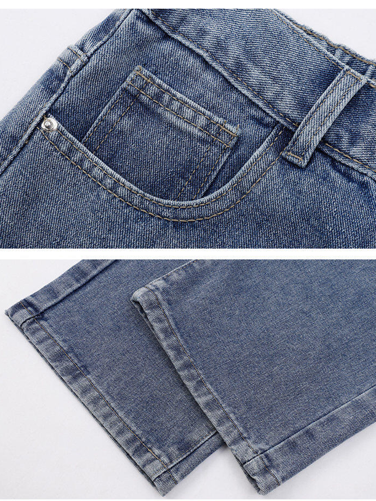 Pantalones vaqueros largos informales para hombre, Vaqueros clásicos de pierna ancha, Color sólido, azul claro, gris y negro, estilo coreano, novedad de 2025