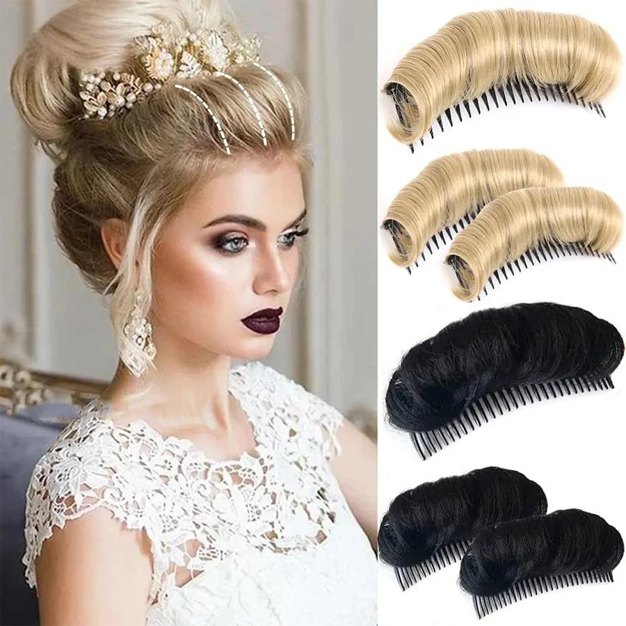Almohadilla de flequillo Invisible de pelo sintético para mujer, peine de pelo liso alto, accesorios para el cabello falso, extensión de cabello Natural
