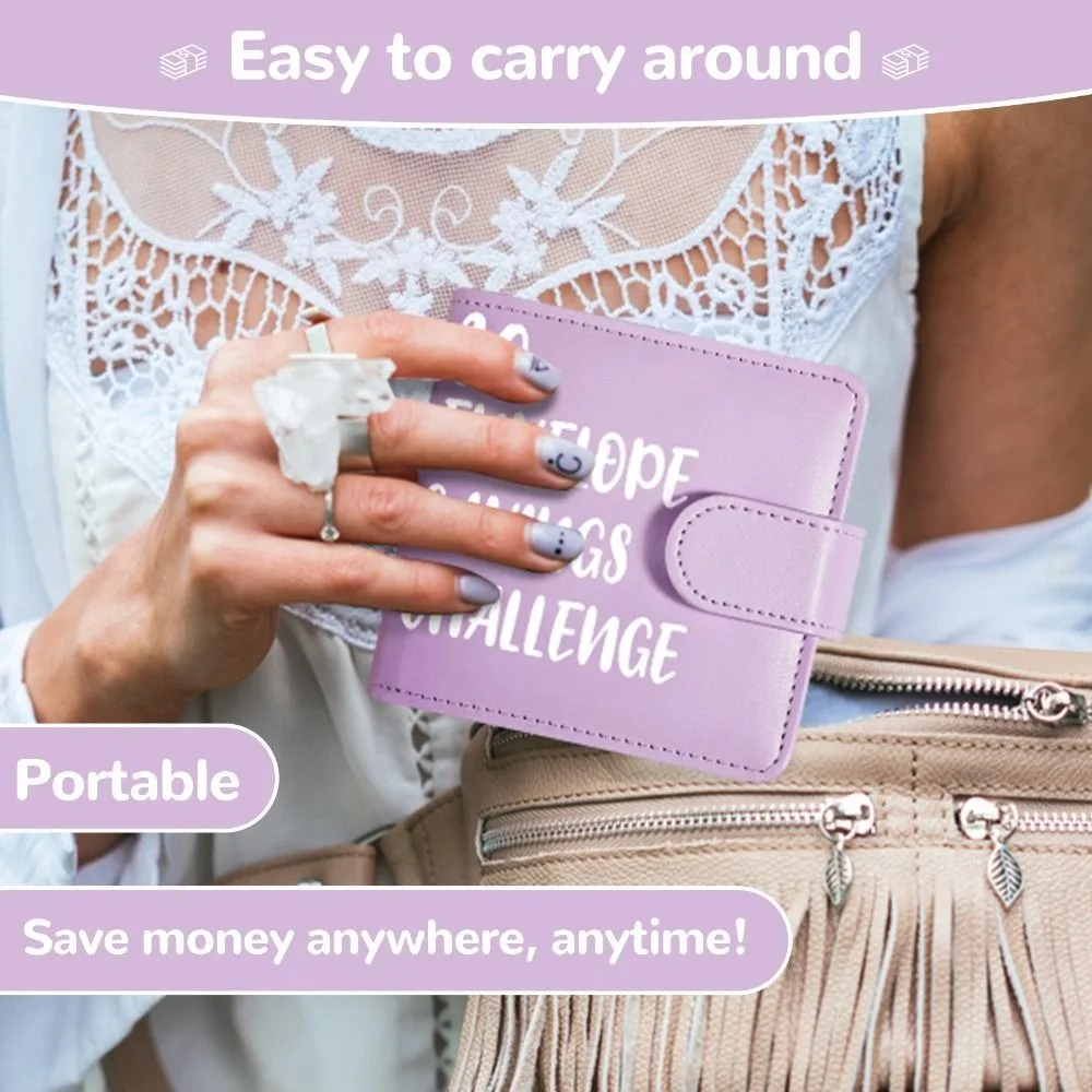 PU Leather Cash Saving Challenges Waterproof Handbook Envelope Challenge Binder Financial Planner 30Days Envelope Binder Notbook