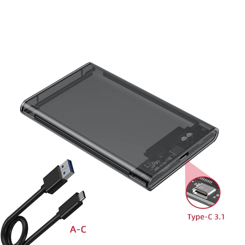 Utai tm05 tipo-c caixa transparente hdd gabinete 3.1 notebook 2.5 Polegada ssd de estado sólido mecânico caixa de disco rígido móvel usb3.1