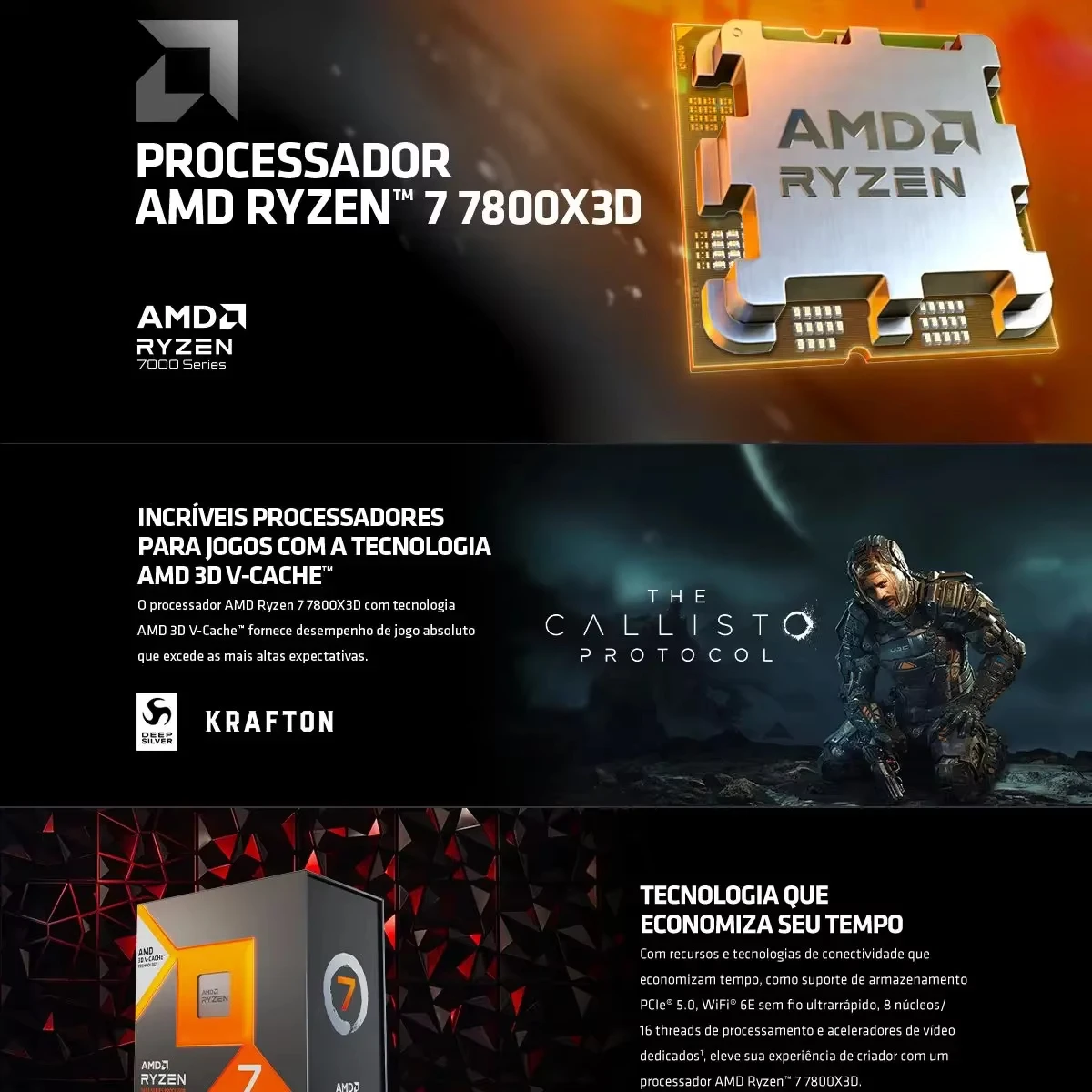 Processore AMD Ryzen 7 7800X3D R7 7800X3D Processore CPU a 8 core a 16 thread da 5,0 GHz 5NM 96M Socket AM5 Supporto scheda madre X670/B650