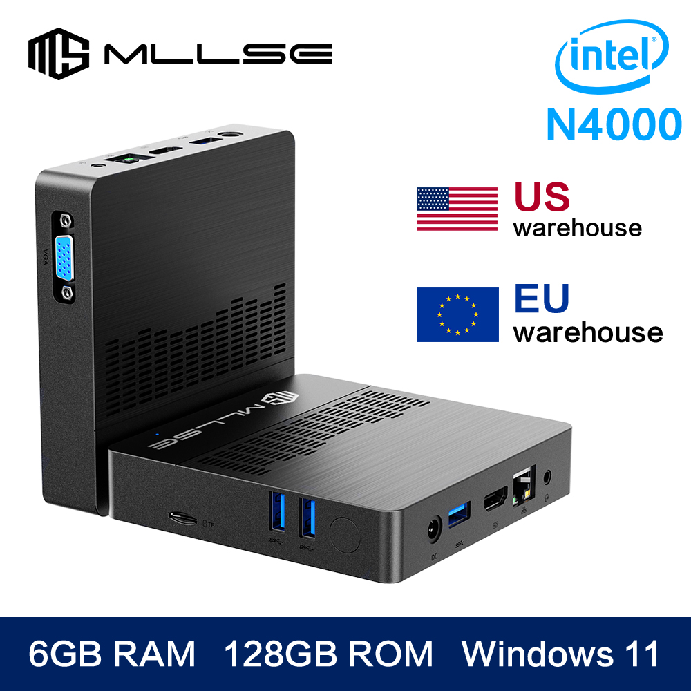 MLLSE M2 Air Mini PC Intel Celeron N4000 CPU Window11 6GB RAM 128GB ROM WiFi de doble banda VGA Mini ordenador portátil BT4.2