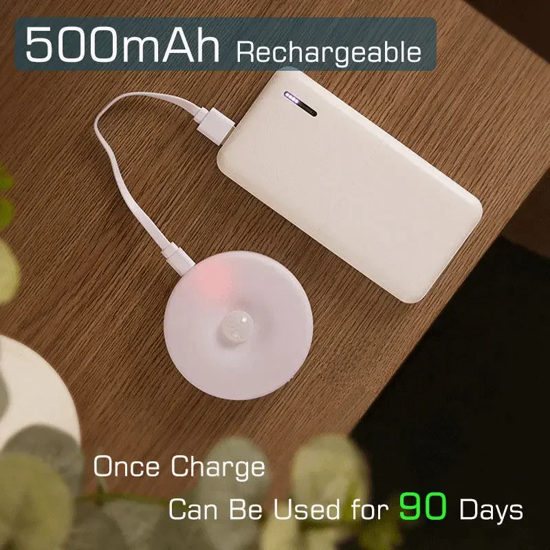 Luz nocturna con Sensor de movimiento, luz nocturna recargable por USB, lámpara LED para cocina, dormitorio, escaleras, pasillo, armario