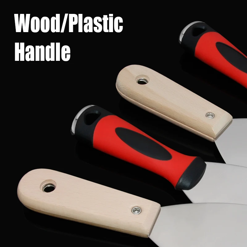 1PCS 1-6 นิ้วสแตนเลส Putty Knife ไม้/พลาสติก Handle Scraper สีมีดตกแต่ง Scraper สีเครื่องมือ