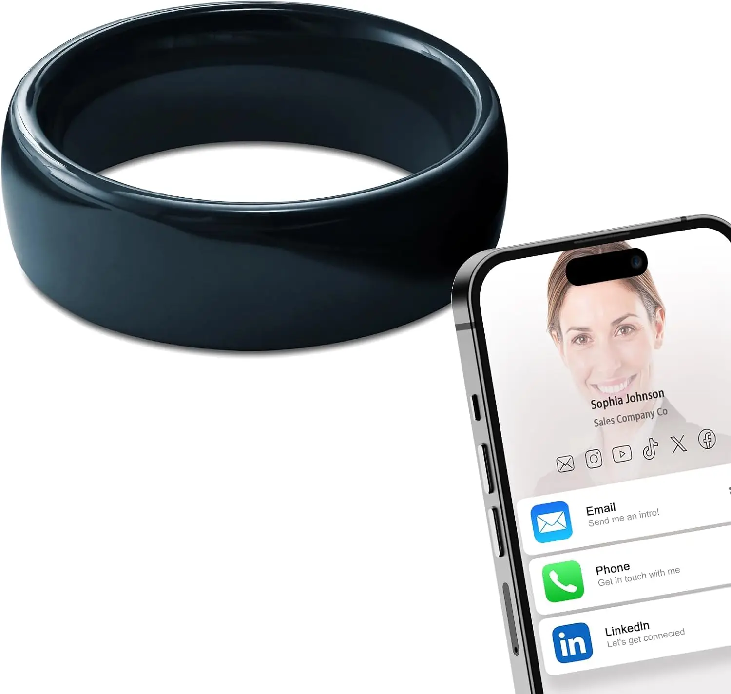 Anel inteligente de cerâmica completo NFC Ntag215 compatível com telefones e dispositivos habilitados para NFC programável 504 bytes para etiquetas empresariais