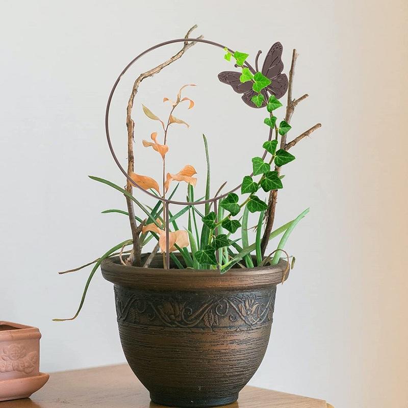 1Pc Plant Support Garden Stake Stand Round Vine Climbing Rack Ironheart-Shaped Flower Trellis Frame Stand Holder Plastic Decor