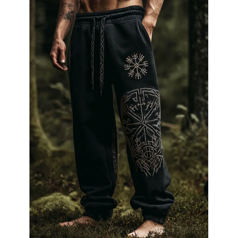 Мужские повседневные брюки с 3D принтом Viking Nordic Sun Art Knot Tribe Celtic Rune, прямые брюки с завязками, летние пляжные брюки
