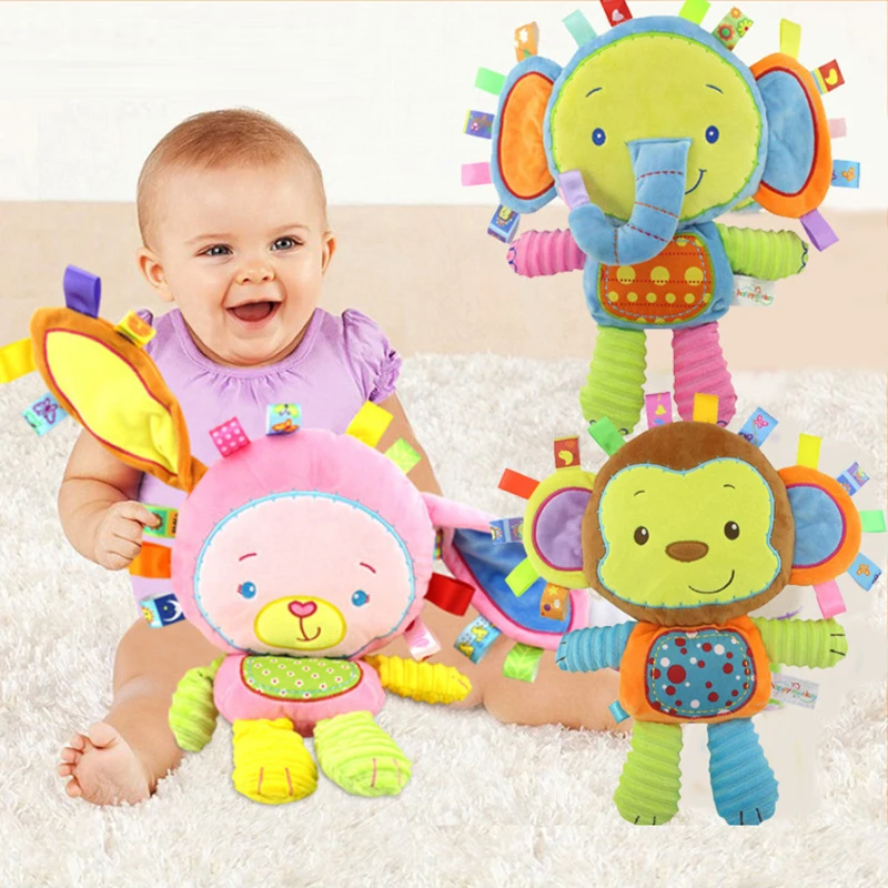 Baby-Tags, Stofftier, Stofftier, Lovey Elephant, Plüschglocke, Spielzeug, integrierte Rasseln, sensorisches Spielzeug für Neugeborene, Kleinkinder, Kleinkinder, Geschenke