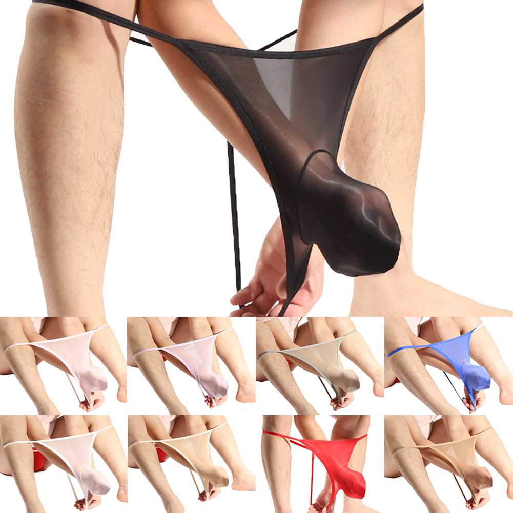 Tongs sexy pour hommes sans couture transparent transparent collants extensibles sous-vêtements slips sexy pochette souple bikinis dos ouvert lingeries