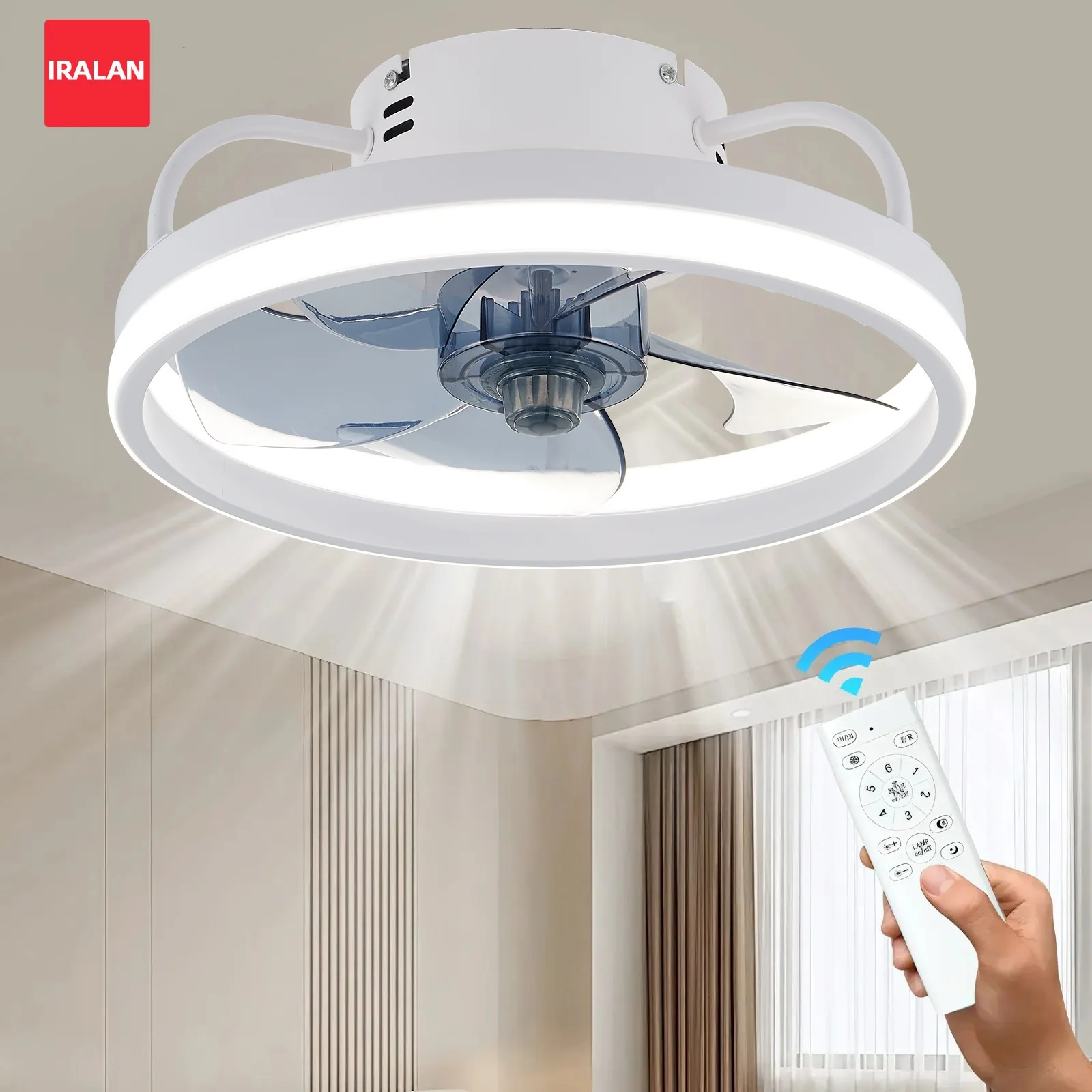 Ventiladores de techo con Control remoto y luz, lámpara LED, ventiladores de techo silenciosos inteligentes para decoración de dormitorio y sala de estar, lámpara de techo