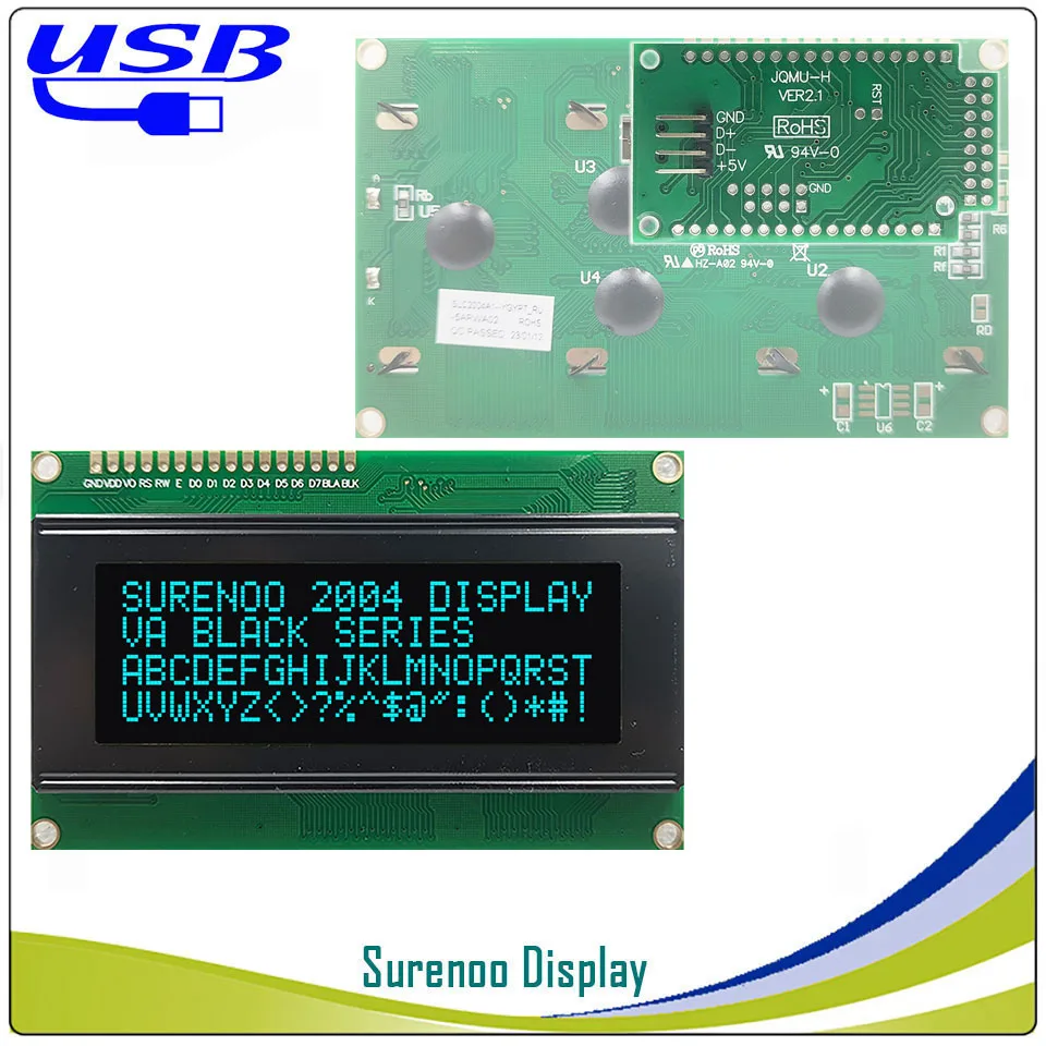 Surenoo LCD2USB USB 204 20X4 2004 Módulo LCD de caracteres Panel de pantalla inteligente LCD Smartie y AIDA64 para PC DIY