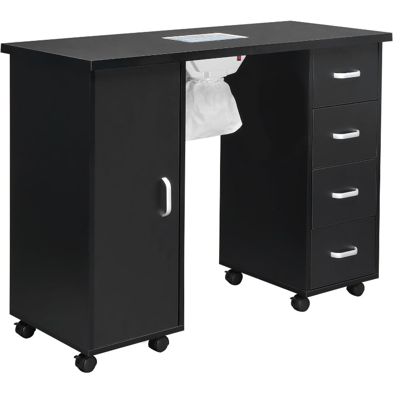Nail Table with Fan, Professional Nail Art Manicure Table, Beauty Salon Workstation Table with Storage, Nail Desk