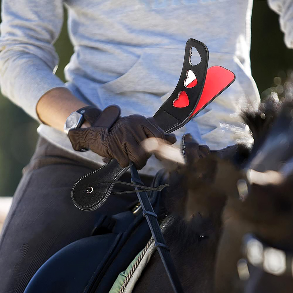 Cuerpo de caballo de cuero PU, mango suave antideslizante, paleta de montar, juego exterior, herramientas de práctica de entrenamiento de caballos de carreras
