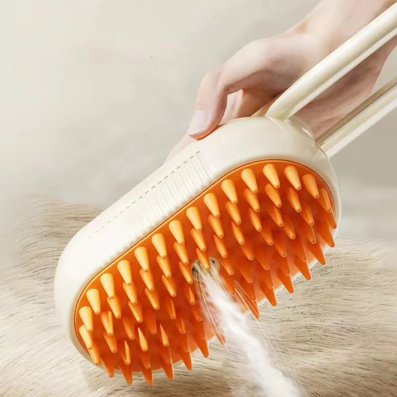 3-in-1 개 헤어 브러시 고양이 헤어 브러시 전기 애완 동물 청소 브러시 ​​스팀 스프레이 브러시 마사지 제모 빗 안티 플라잉 브러시