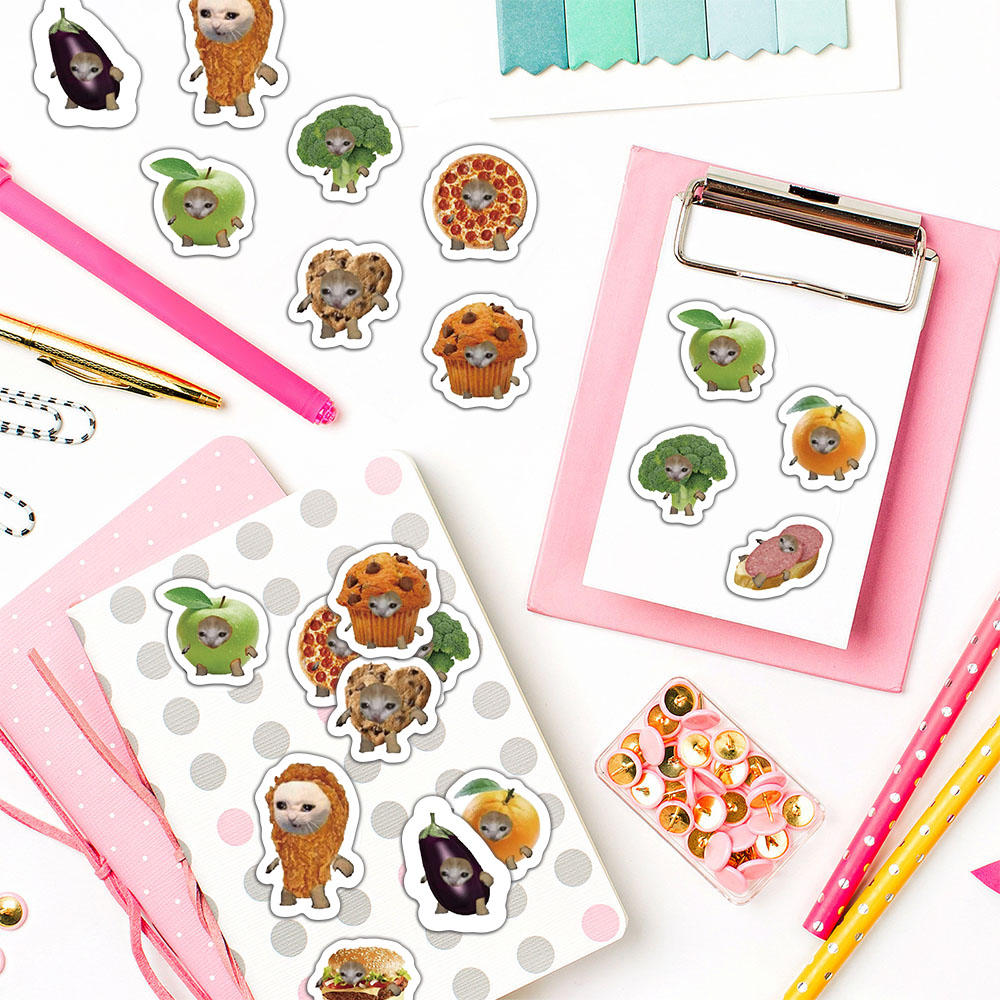 500 pçs criativo popular comida gato cabeça rolo adesivos padrão material de contabilidade adesivo à prova dwaterproof água adesivos de vedação