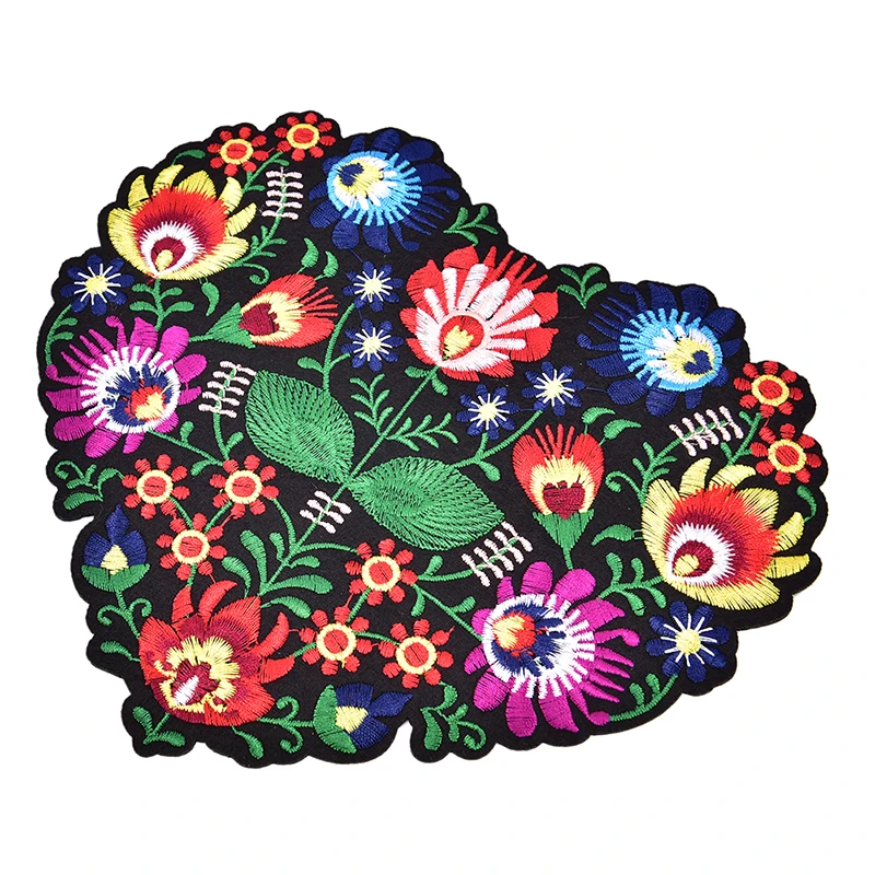 Parches de apliques bordados de flores en forma de corazón para ropa, apliques para planchar, 1 ud.