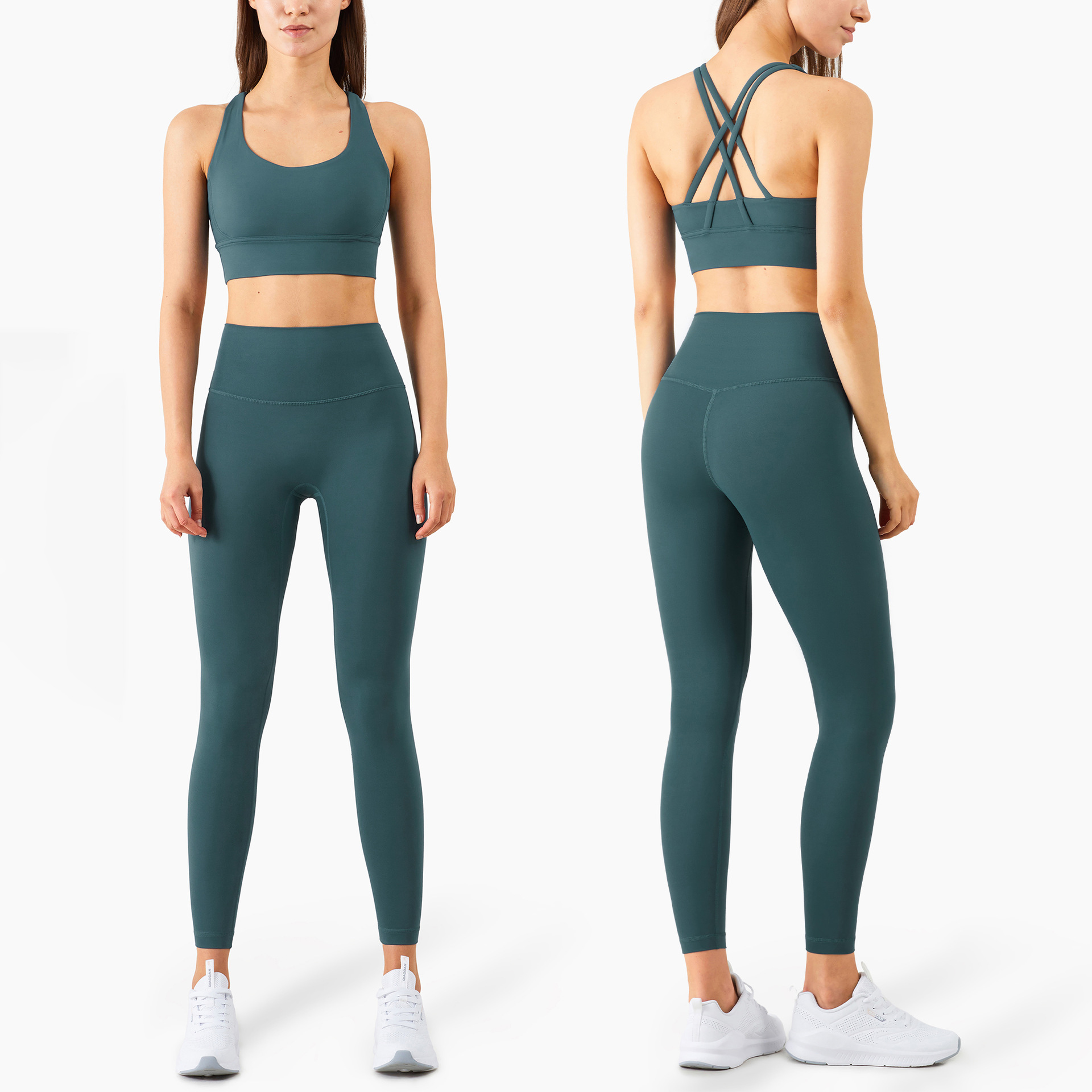 Vnazvnasi-Conjunto de Yoga para mujer, mallas y Tops de Fitness, trajes deportivos, ropa de gimnasio, Leggings de sostén sin costuras para Yoga, Tops y pantalones para correr, 2023