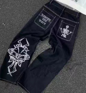 Y2K 原宿ファッション新ソリッドカラー洗浄だぶだぶのジーンズ女性ストリートパンク人気カジュアルジョーカーハイウエストワイドレッグパンツ