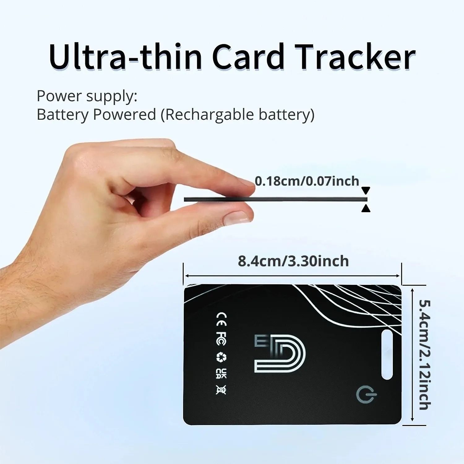 Novo cartão rastreador de carteira Bluetooth ultrafino carregamento sem fio funciona com Apple Find My (iOS apenas) rastreador de itens à prova d'água IP68
