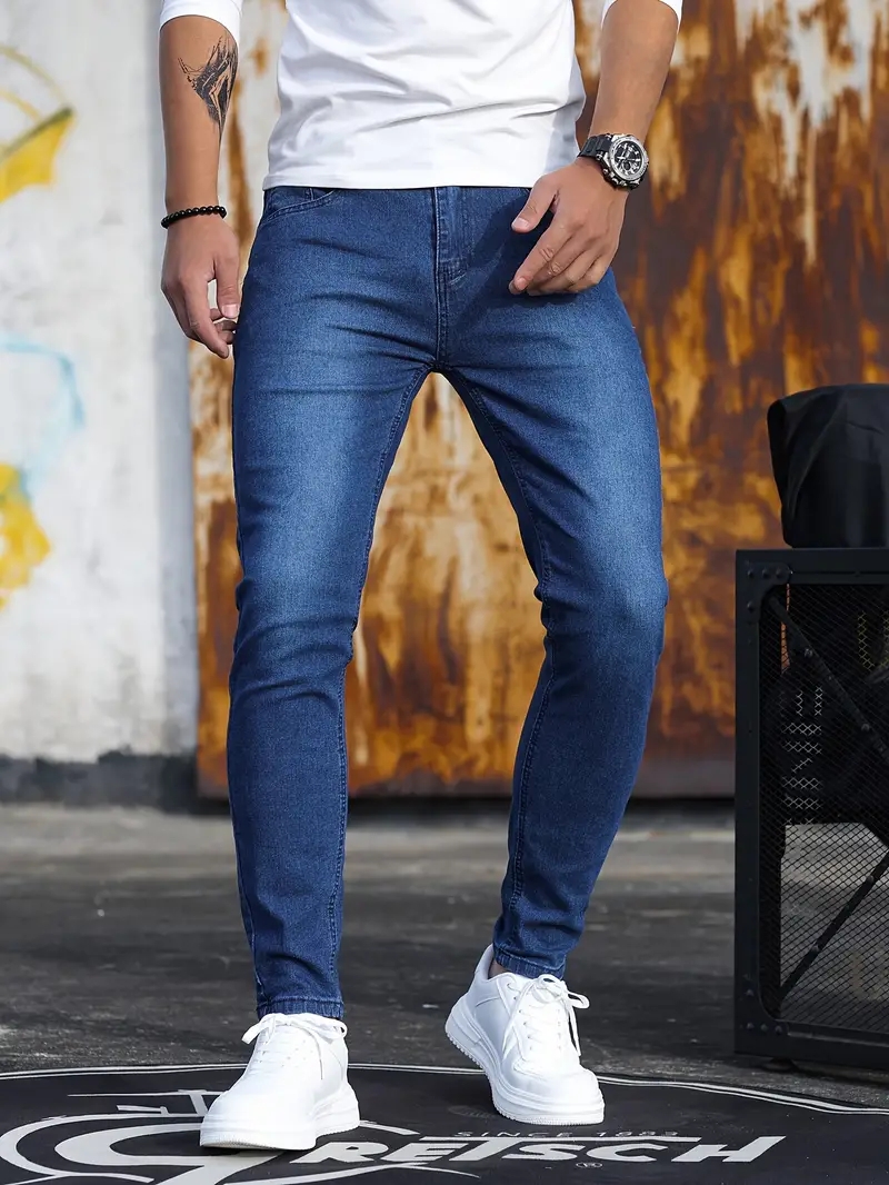 Spodnie męskie Retro Washing Zipper Stretch Jeans Casual Slim Fit Spodnie męskie Plus Size Spodnie ołówkowe Denim Skinny Jeans dla mężczyzn