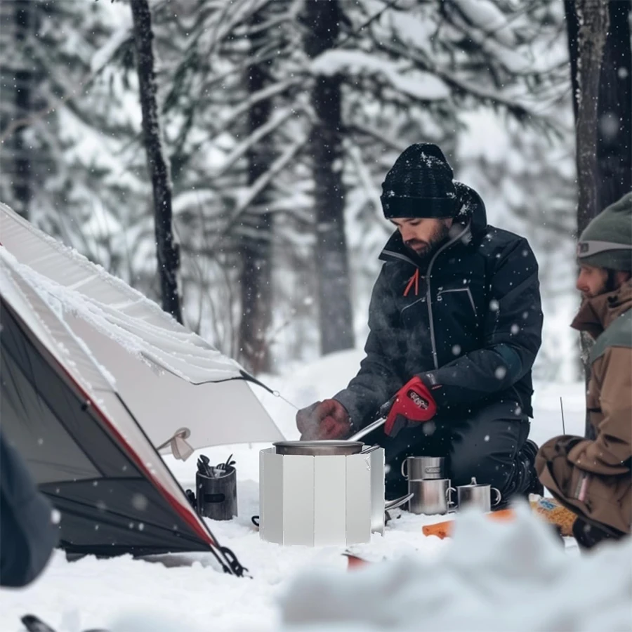 Tall Stove Windscreen-Gas Burner Windshield- Aluminum Camping Stove Compact Folding,Outdoor Cooker Butane Burner Wind Shield