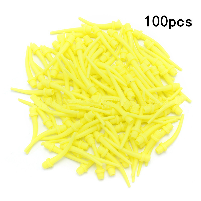 Pontas de mistura de impressão dentária descartáveis, 50/100 peças, ponta intraoral amarela 1:1 para bicos de material de impressão, tubo de mistura