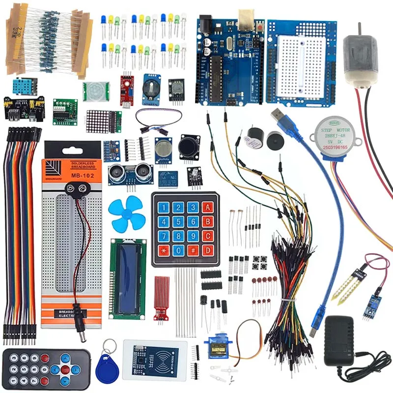 Kit di apprendimento completo per progetti Arduino R3 / Arduino IDE STEM con cavo servo Starter Kit elettronico Scheda di sviluppo
