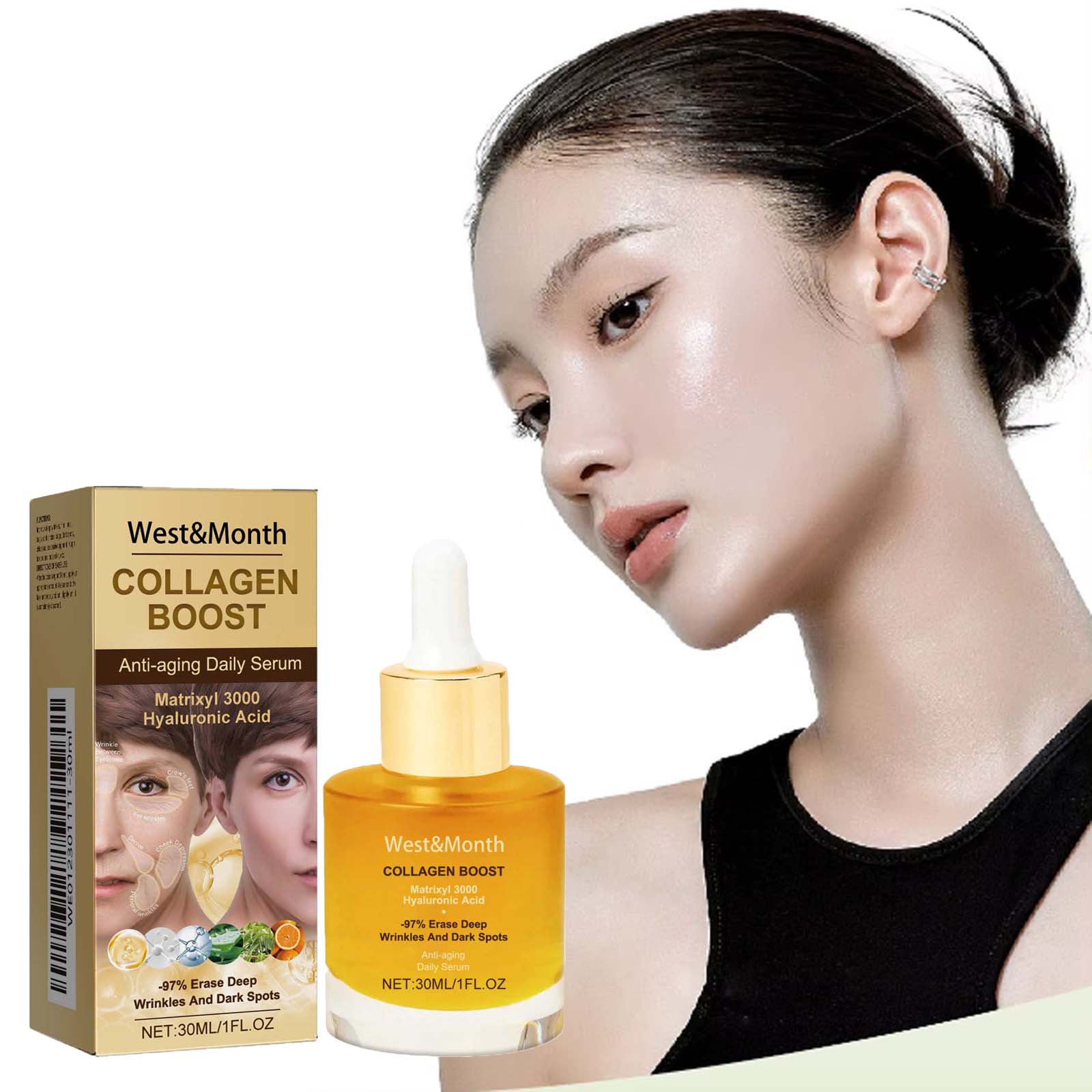 Collagen Face Serum Hydrating Tightening Smoothing Nourishing Brightening Face Skin Fade Fine Lines Anti-Aging Face Essence