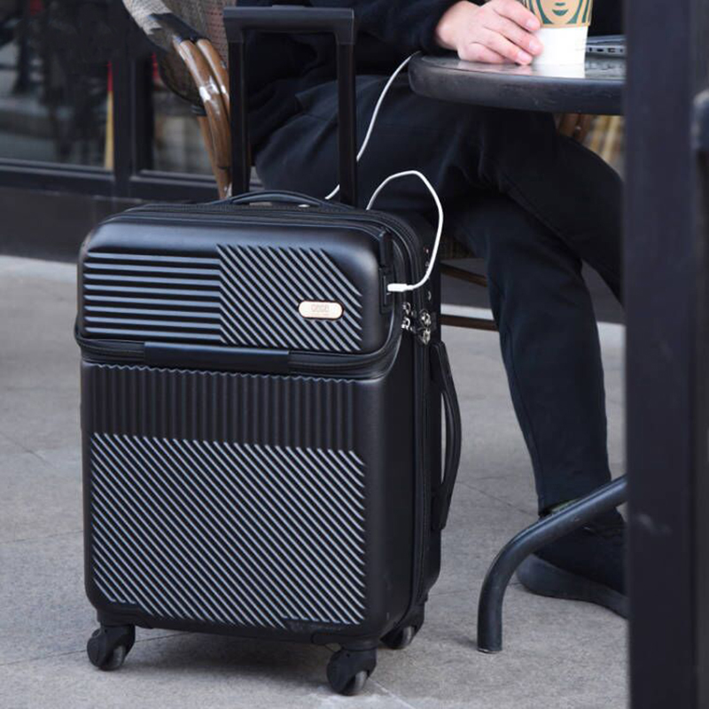 Maleta de embarque con Apertura frontal para hombre y mujer, Maleta de viaje ligera con ruedas de 20/24/26 pulgadas, equipaje de carga USB a la moda, nueva
