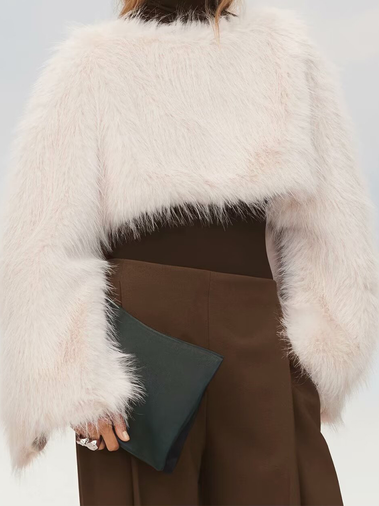 Einfaches Felloberteil, umweltfreundlicher kurzer Pullover aus Kunstfell, High-End-Temperament, lockerer Winter