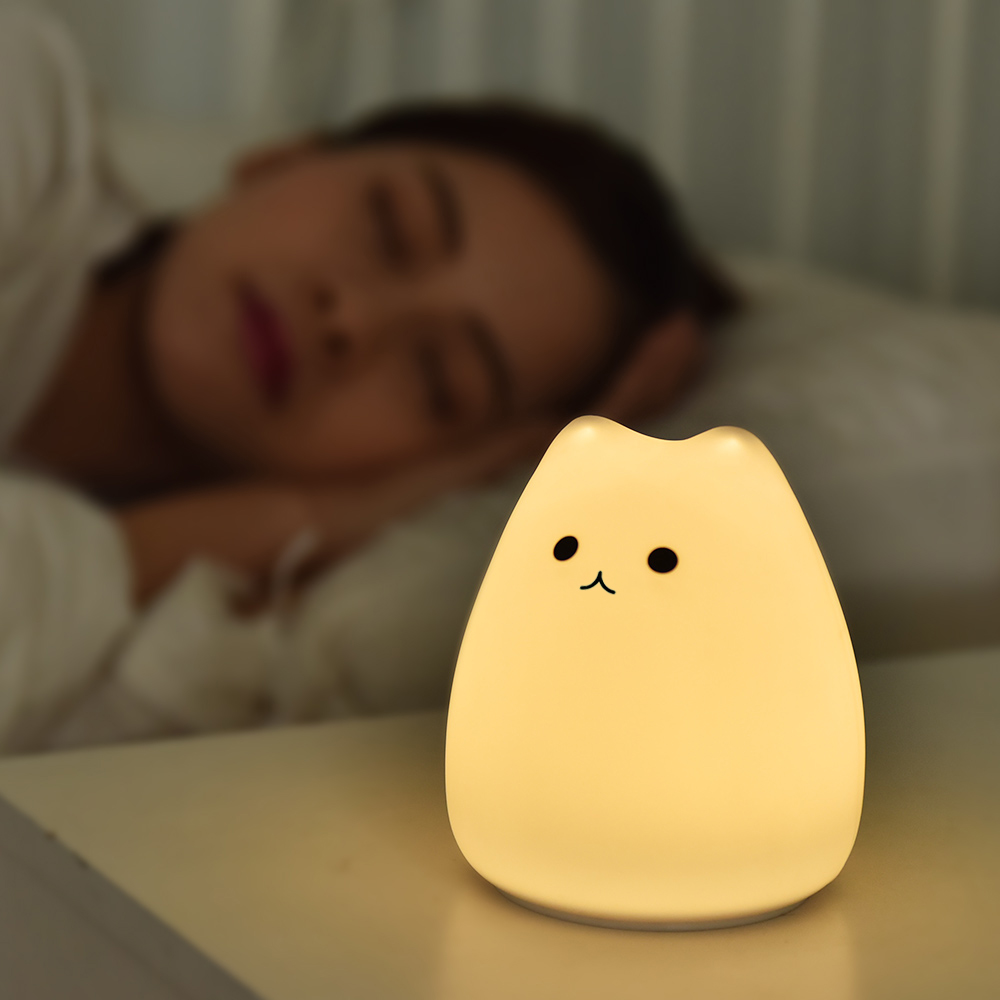 Nette Katze Nachtlicht Für Baby Kinder Cartoon 7 Farben Silikon Schlafen Lampe Touch Sensor Tisch Lampe Für Home Schlafzimmer Dekoration