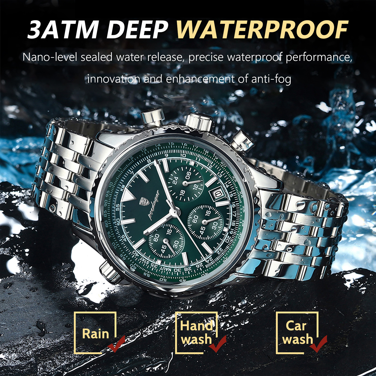 POEDAGAR, reloj militar de lujo para hombre, resistente al agua, luminoso, cronógrafo con fecha, reloj deportivo de cuarzo y acero inoxidable para hombre
