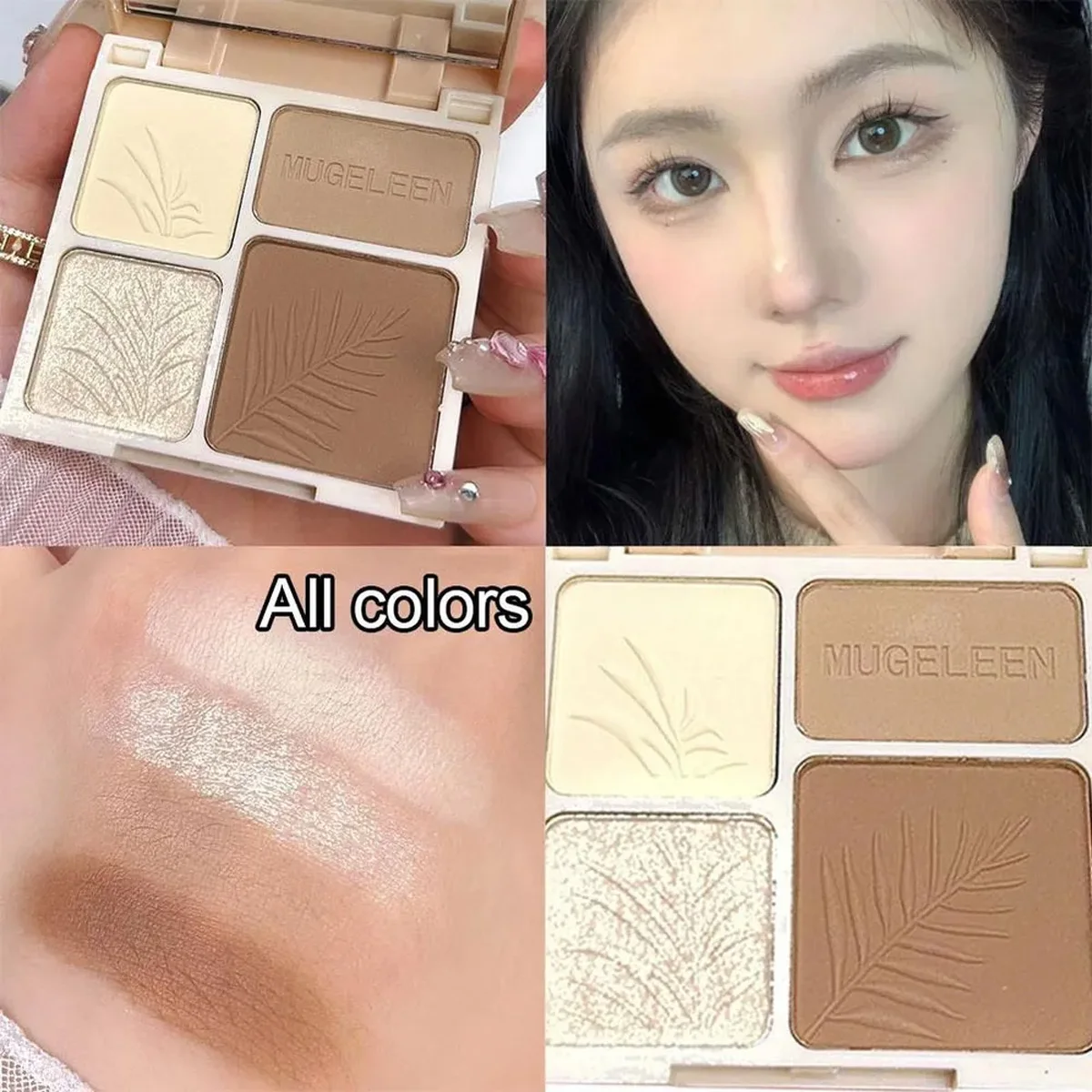 4가지 컬러 상쾌한 컬러 팔레트 매트하고 브라이트한 노즈 파우더 메이크업 화장품 윤곽 종합 그루밍 휴대용 메이크업