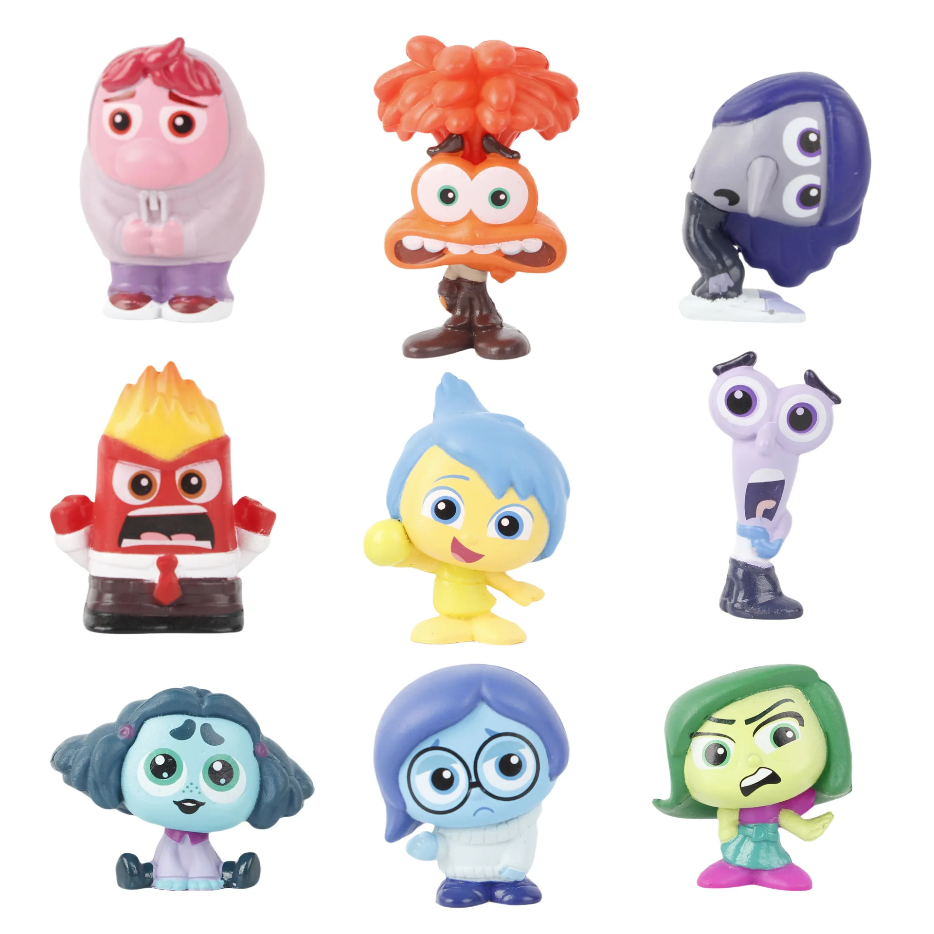 9 pçs/set mini dentro para fora 2 figura de ação brinquedo dos desenhos animados filme alegria ansiedade raiva tristeza disgust medo modelo boneca estatuetas crianças presente