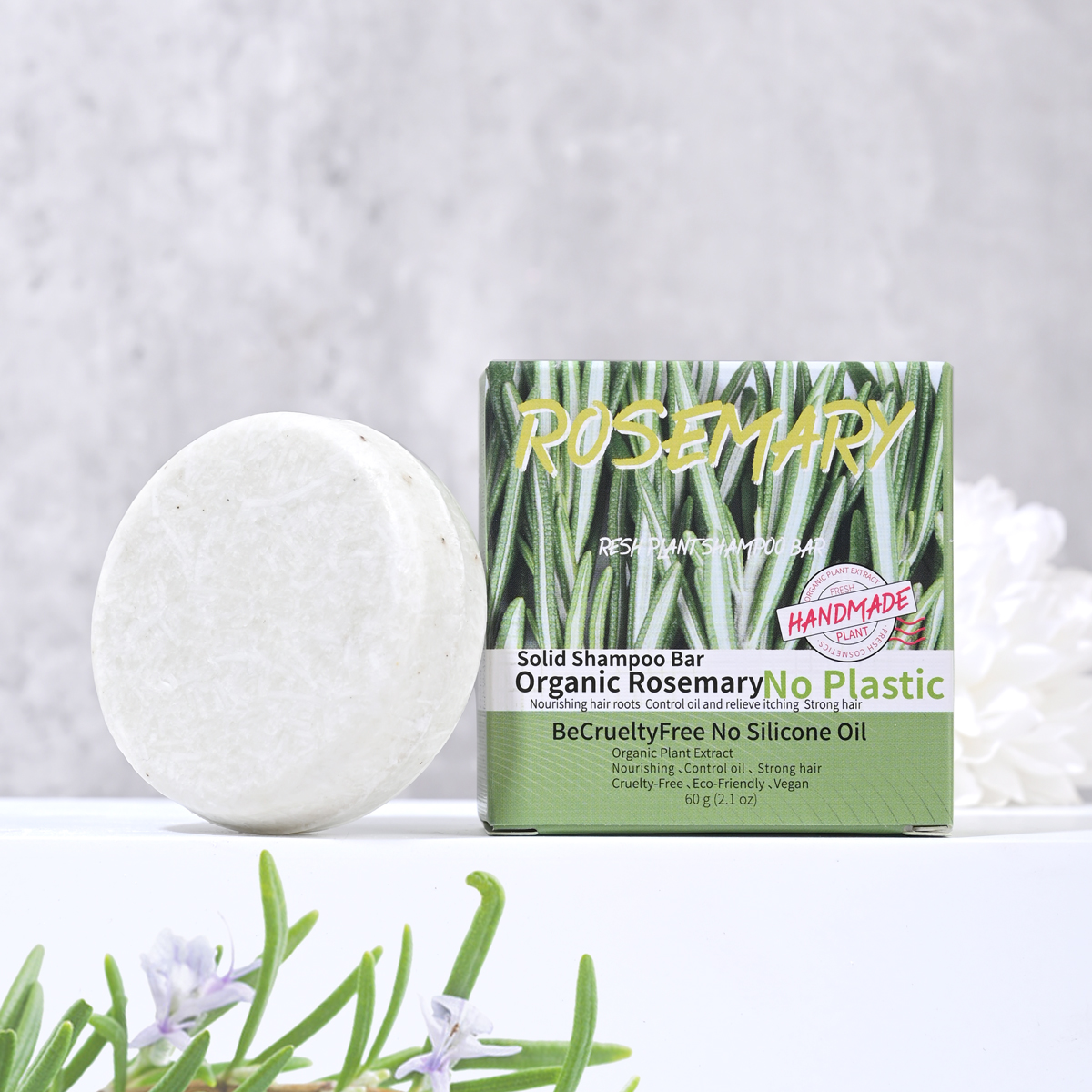 Sabonete shampoo de alecrim com fragrância natural 60g, sabonete artesanal para controle de óleo e remoção de caspa para homens e mulheres