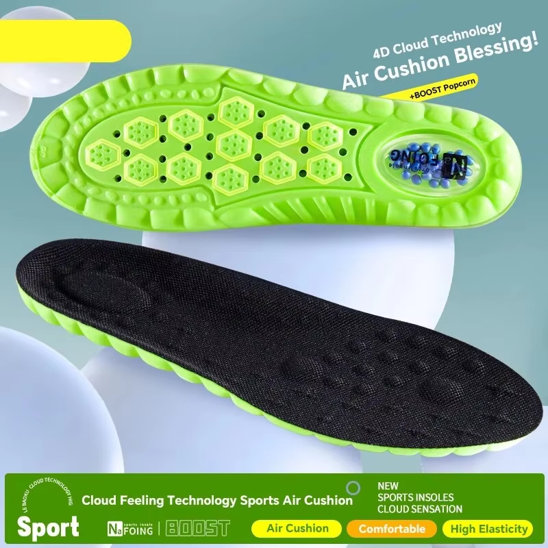 Plantillas deportivas 4D Cloud para zapatos, suela de cojín de aire de PU, desodorante suave con absorción de impacto, plantillas ortopédicas transpirables para correr, 1 par
