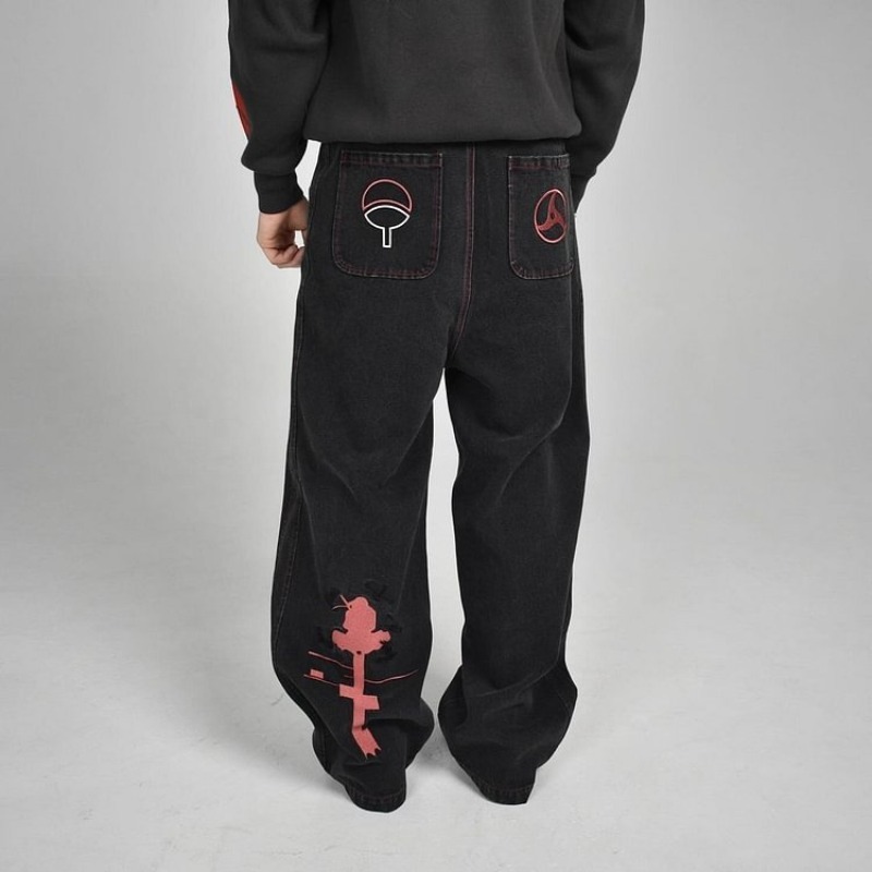男性と女性のためのワイドレッグジーンズ原宿y2k,バギーパンツ,ヒップホップスタイル,ヴィンテージ,アニメーションパターン,ローウエスト,ゴシック,カジュアル,美的