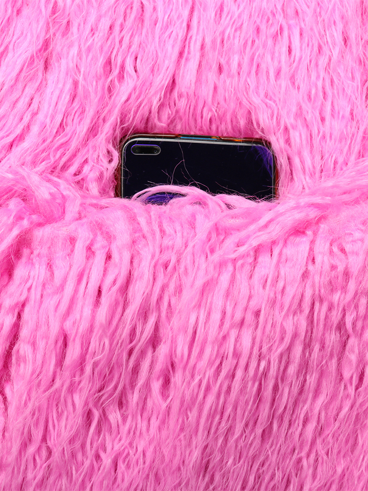 Nerazzurri Winter Lange Helle Rosa Übergroßen Shaggy Haarigen Weichen, Flauschigen Dicke Warme Faux Pelzmantel Frauen Revers Runway Nette Mode