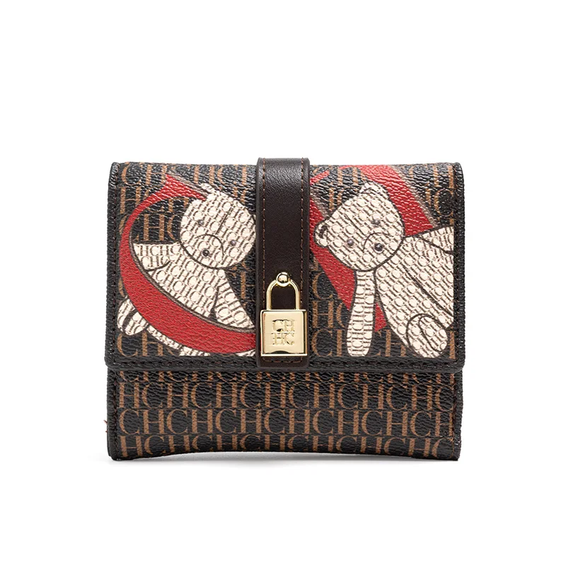 High Quality Premium Wallet Women's Temperament Style Fashionable Versatile Letter Print with Lock Design Card Wallet