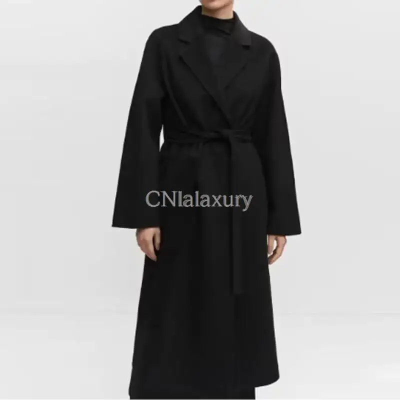 CNlalaxury 新しい女性ウールコート女性のクラシックレトロルーズロングウールコート女性のファッションストリートブレンドオーバーコート