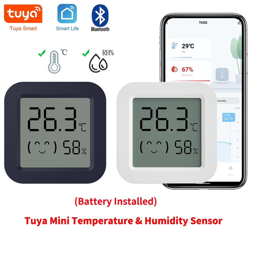 Bluetooth Temperatuur-vochtigheidssensor Mini LCD-scherm Smart Tuya APP Afstandsbediening Spraakbesturing Google Thermometer Hygrometer