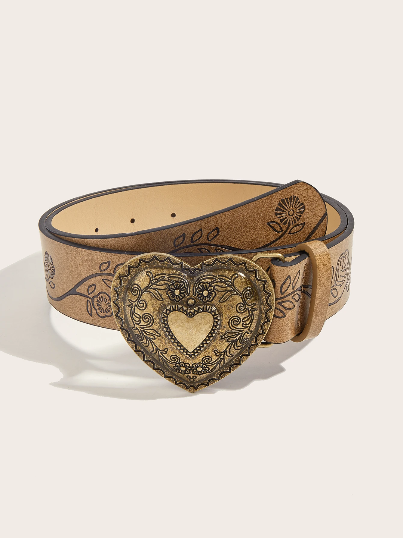 Cinturón de PU con hebilla de amor Retro, moda de ocio, adecuado para desplazamientos diarios
