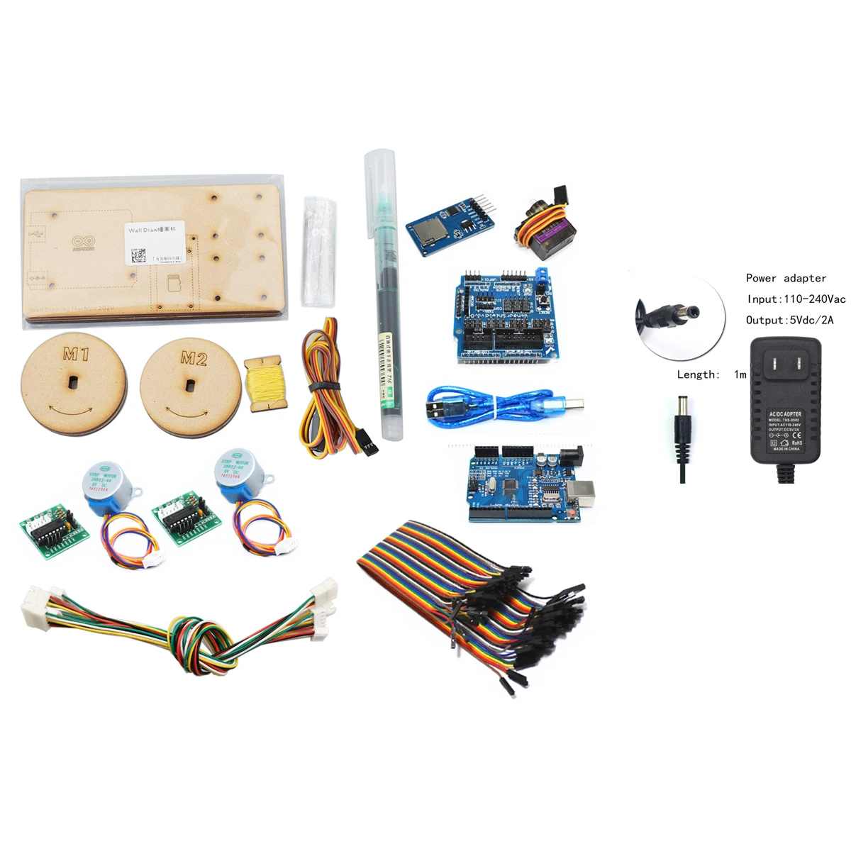 Zeichnen Sie den Wandmalerei-Roboter mit Kabelplottermotor für Arduino-Roboterprojekt, Polar Graph, Schrittmotor, programmierbares Spielzeug-DIY-Kit
