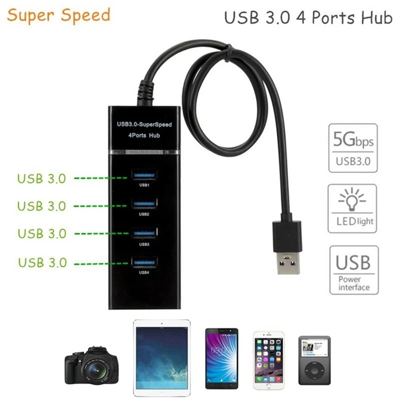 4 portas 2.0 3.0 usb hub divisor de alta velocidade multi divisor adaptador usb cabo expansor para desktop xiaomi portátil adaptador usb hub