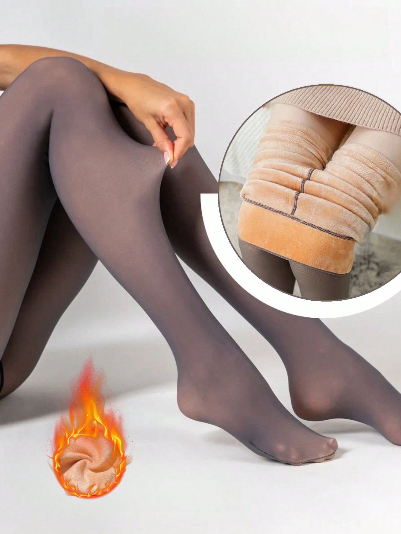 Leggings falsos translúcidos de color sólido con terciopelo grueso, pantalones elásticos cálidos para otoño e invierno, tallas grandes menores de 150 libras