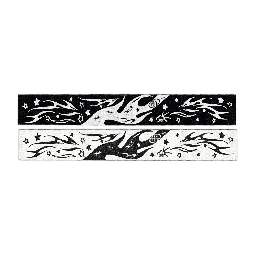 Fashion creative striped knitted women's scarf winter scarf apron black Y2K Kpop Goth