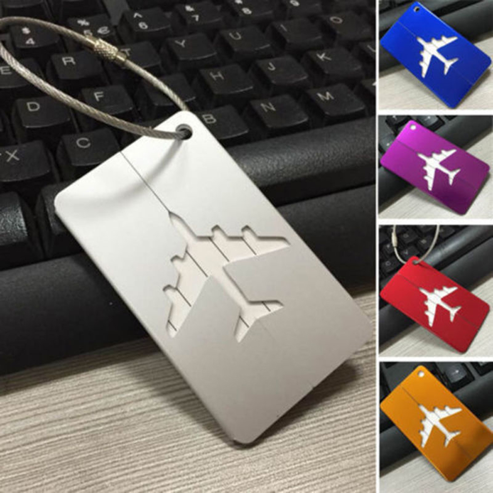Etiqueta de bagagem de alumínio, acessórios de viagem, etiquetas de nome de bagagem, porta-etiqueta de endereço, organizador para alça de bagagem de viagem