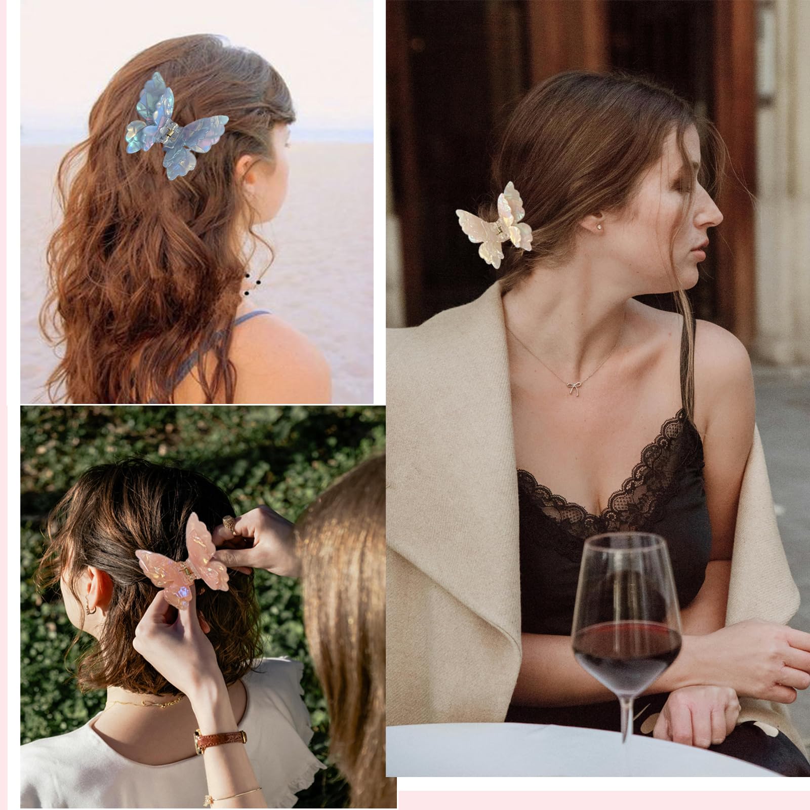 Fermaglio per capelli a farfalla colorata per donna Sweety Pearlescent Fairy Gripper Clips Accessori per capelli alla moda da spiaggia estiva per ragazze