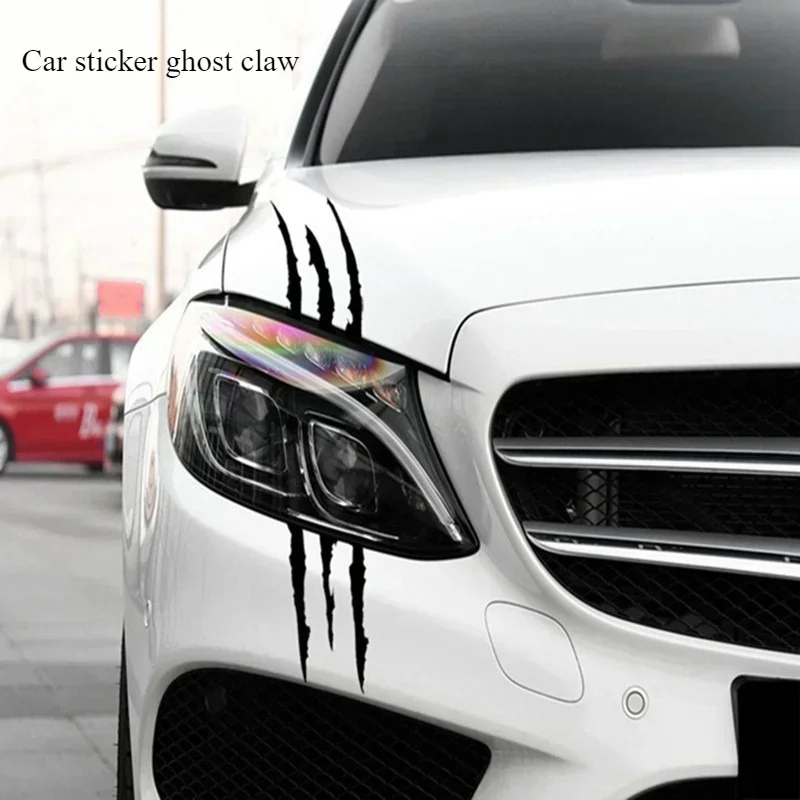 จัดแต่งทรงผมรถ Ghost Claw Scratch Stripe Marks ไฟหน้า Decal ไวนิล Decal Auto Body สติกเกอร์ตกแต่ง PVC แกะสลักไวนิล Decal